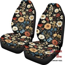 Print Car Seat Cover For Womenuniversal Front Bucekt Seats Retro Floral Print Car Seat Cover For Womenuniversal Front Bucekt Seats Retro Floral