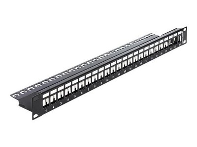 Delock 43277 Black Rack Mount 1U 482mm 92mm 44mm 19? Keystone Patch