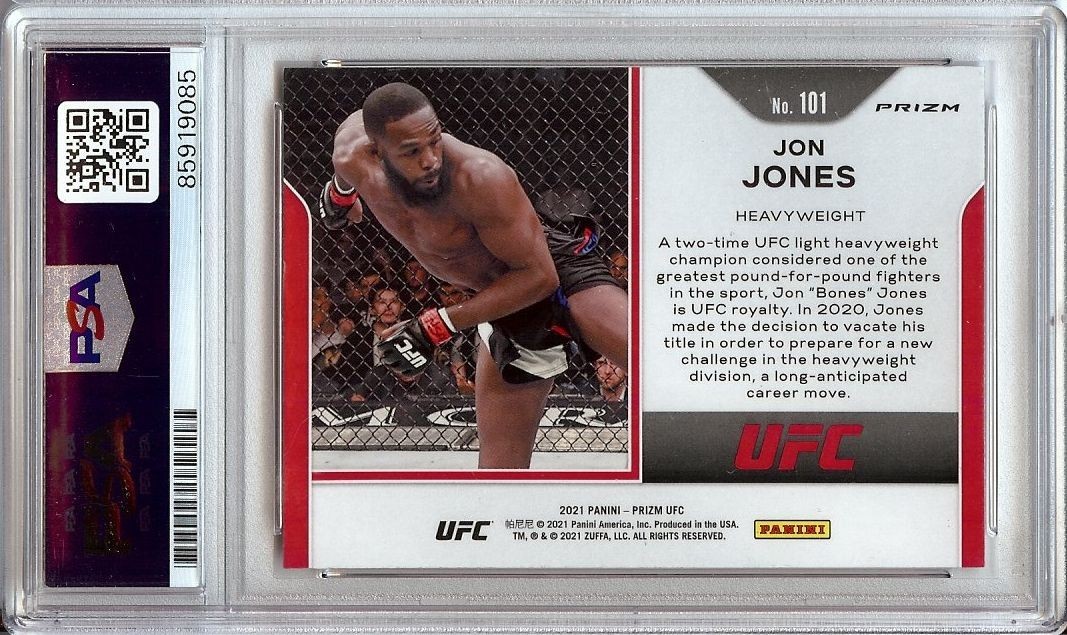 Jon "Bones" Jones 2021 Panini Prizm Hand Signed Autograph PSA Slabbed #101 9085 view 2
