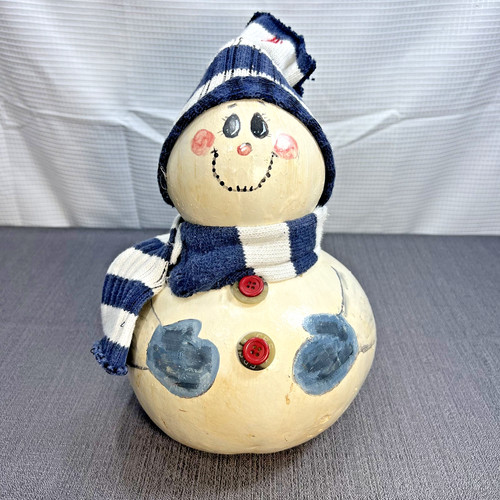 Hand Painted Winter Christmas Snowman w/ Polo Ralph Lauren Scarf Holiday Decor