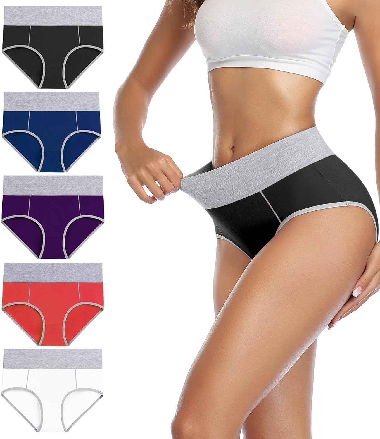 wirarpa Underwear Women High Waist Cotton Knickers Ladies Panties Full Coverage