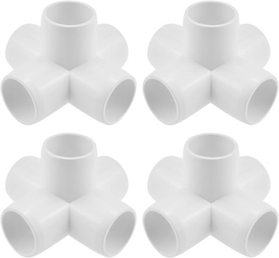4-Pack 3/4'' 5 Way PVC Fitting Elbow Furniture Grade Pipe Connector for DIY PVC S