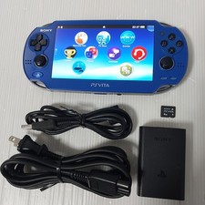 SONY PS Vita Sapphire Blue console PCH-1000 OLED with 4GB Tested Import Japan