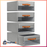 Schubladen Ordnungssystem 4Er Set Aufbewahrungsboxen Faltboxen Grau 40X32X17 Cm