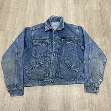 VINTAGE JC Penney Jacket Men Small Blue Foremost Denim Type 2 Selvedge 19x23 60s