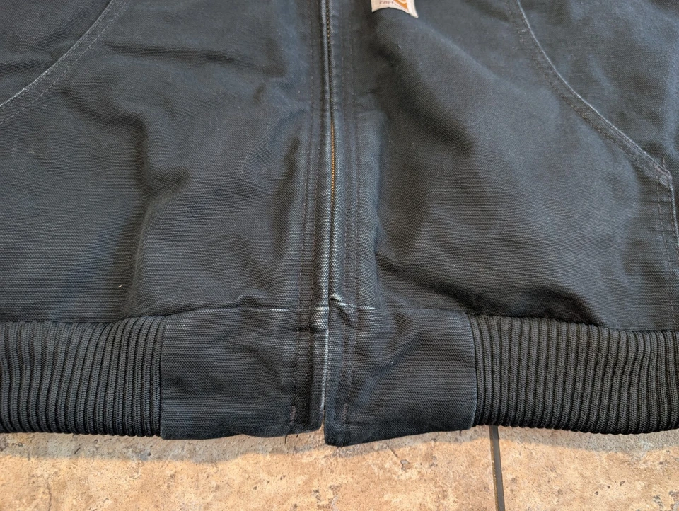 VTG Y2K Carhartt J140 BLK Full Zip Hooded Work Wear Jacket Men’s Size XL - Tall - Image 3 of 4