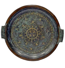 Maitland-Smith Moroccan Style Wood and Metal Handled Tray