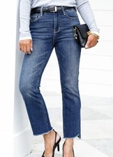 NWT Judy Blue Sz 11/30 High Rise Kick Flare Raw Hem Dark Wash Jeans