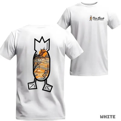 Dive Bomb Industries Hunting T Shirt, Sunset Outdoor Scene Logo Tee, Waterfowl B