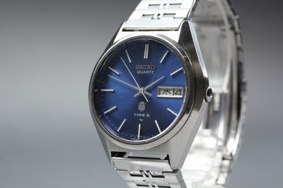 Vintage 1976 Seiko Type II 4623-8020 Bule Dial KANJI Quartz Men's Watch JAPAN