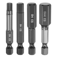 "4X H5/H6/H8/H10 Flachbits 1/4\" 2\" Magnetisch"
