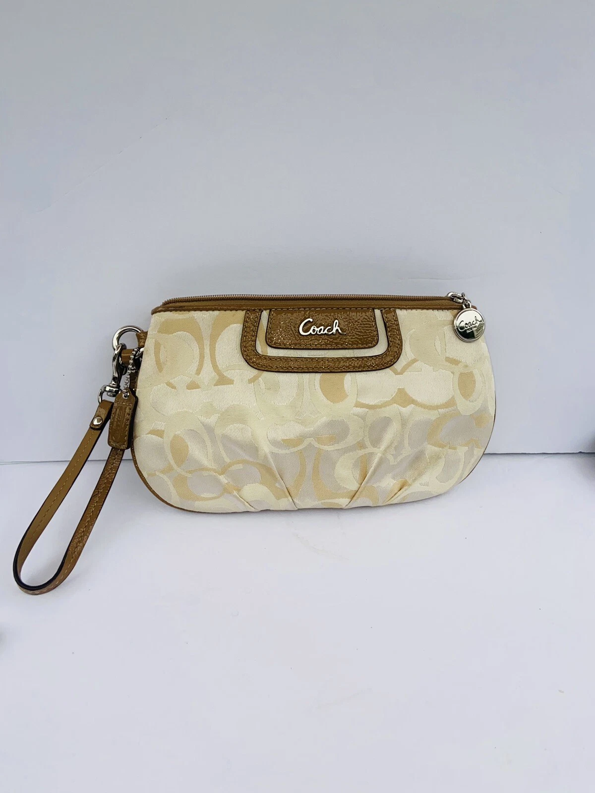 !!️ Borsa a tracolla Coach ECU Madison Insegna Angolo Beige Marrone Crema BORSA