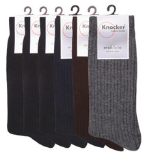 6 Pairs Knocker Men Cotton Blend Assorted Colors Ribbed Dress Socks size 10-13