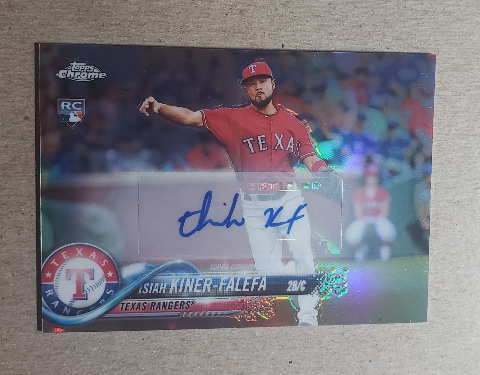 2018 Topps Chrome Update Refractor Isiah Kiner-Falefa Auto RC Rangers Autograph