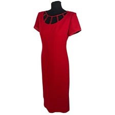 Liz Claiborne Dress Womens Vintage long Red Sleeveless Evening Prom Dress Uk 10