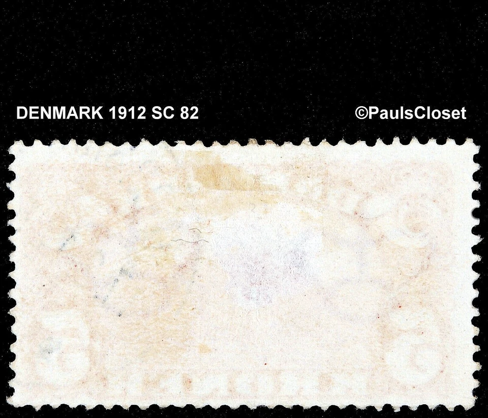 DENMARK 1912 SC 82 COPENHAGEN POSTOFFICE 5k USED NO GUM DARK RED FINE/VERY FINE - Image 2 of 2