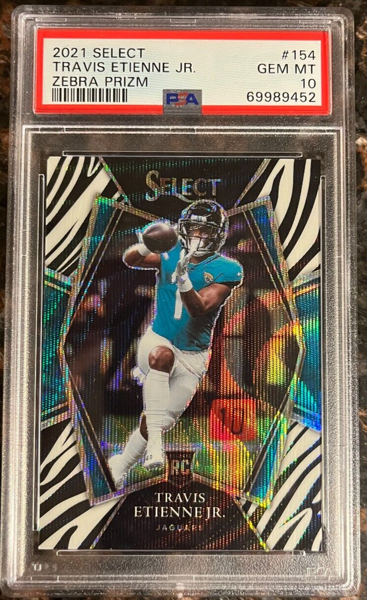 2021 Panini Select Zebra Prizm #154 Travis Etienne Jr. RC PSA 10