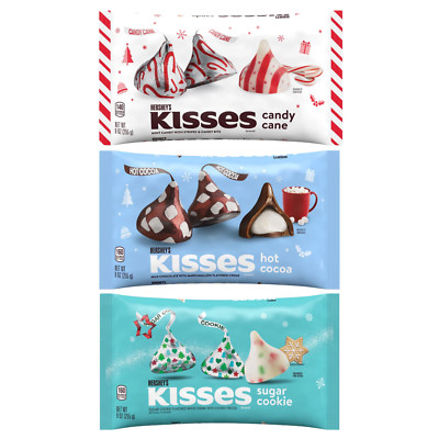 Hershey Kisses Candy Cane, Hot Cocoa, Sugar Cookie Easter Chocolate 3 Pack