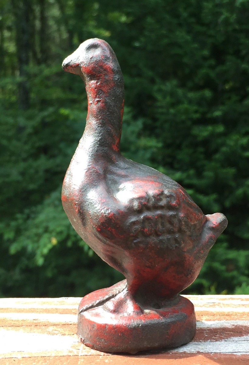 Antique Original RED GOOSE SHOES Cast Iron Coin Bank Original 