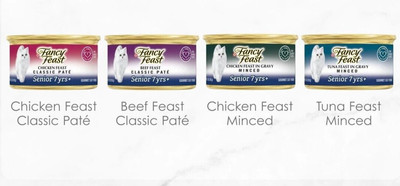 Fancy Feast Senior Canned Cat Food - Variety Pack (Tuna, Chicken, Beef) - 8 cans