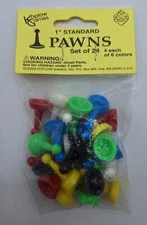 NEW Koplow Games Set of 24 Standard 1 Inch Game Pawns Playing Pieces 6 Colors