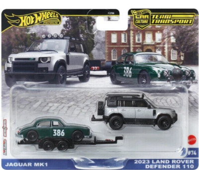 Hot Wheels Premium Team Transport JAGUAR MK1 LAND ROVER DEFENDER 110