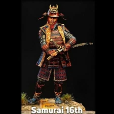 1/24 Scale 16th Century Samurai Figurine - 75mm Resin Model with Armor Unassembl
