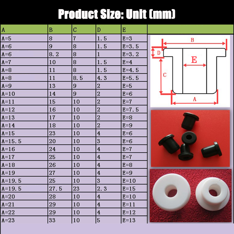 Silicone Rubber Hole Plug Cable Wiring Protect Bushes TShape Grommet