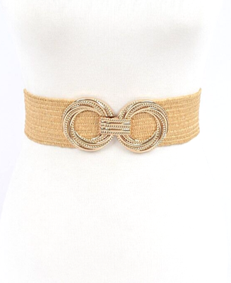 BNWT Plus Size Elastic Faux Straw Textured Metallic Gold  display picture 3