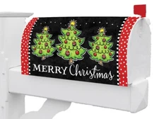 Whimsy Merry Christmas Trees Magnetic Mailbox Cover Only