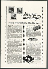 1928 AGFA Film advertisement, Agfa Camera Film now in America