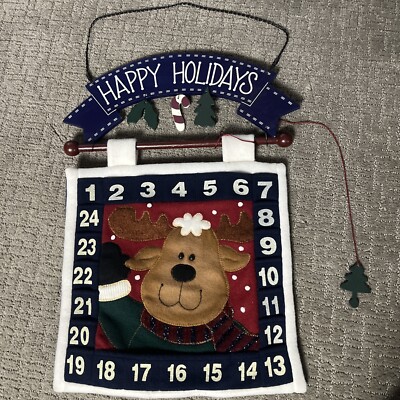 Vtg Advent Calendar Prima Creations Christmas Happy Holiday Felt Reindeer 2002
