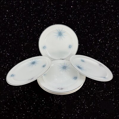 Vintage Easterling Plate Dish Set 5 Star Porcelain Ceramic Mid Century 8.25''W
