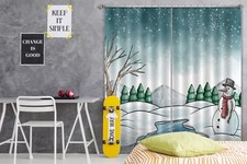 3D Hand Drawn Snowman ZHUA670 Photo Curtain Window Blockout Fabric Amy 2023
