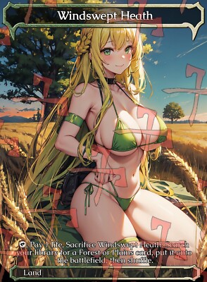 Windswept Heath Anime Waifu Style Fetchland land Card For EDH and Playtest