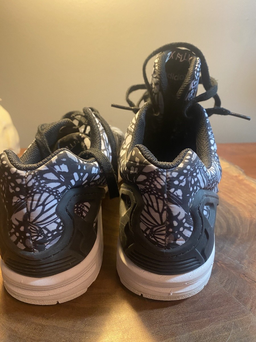 black bird,fly  白 Women's size 11 Adidas butterfly Torsion ZX Flux black