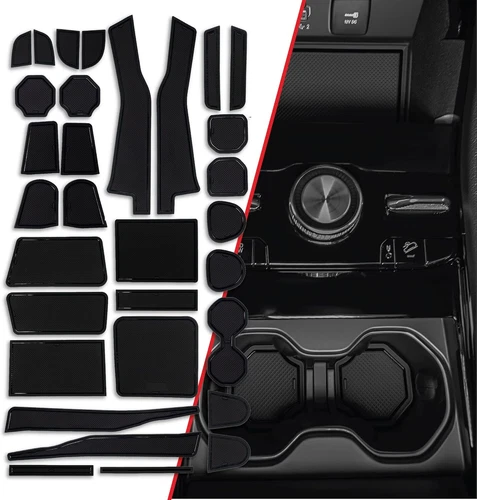 Black Rubber Liner Door Cup Pocket Storage Mats Fits 22-25 Grand Cherokee /L