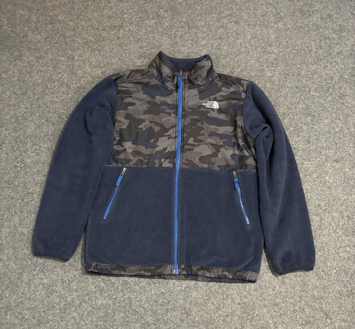 North Face Jacket Boys Size XL Camo Fleece Full Zip Blue