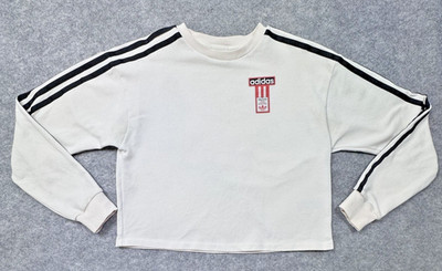 ADIDAS ORIGINALS Women's Trefoil Adibreak Terry Logo Cropped Sweatshirt Size S