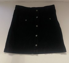 Gap Black Corduroy Mini skirt w/front button closure 2 Front Pockets Size 10