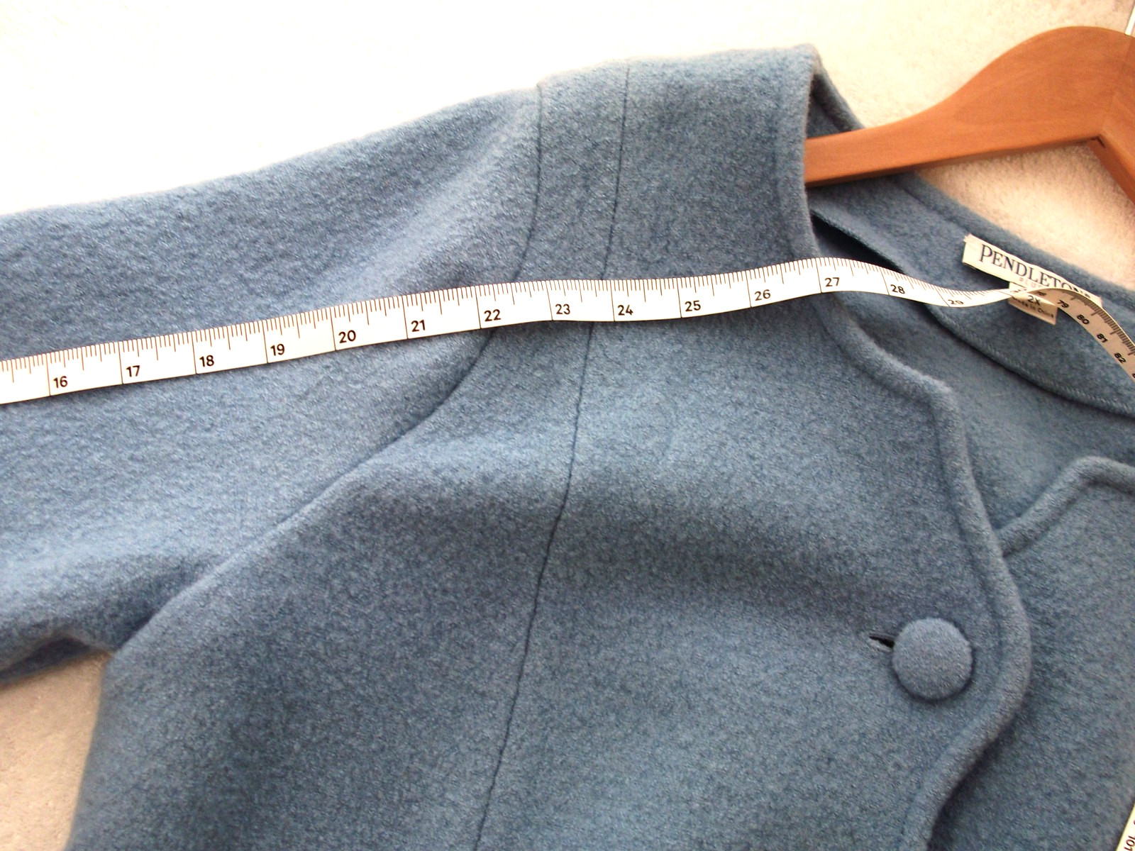 "Pendleton" Merino Wool Light Blue Button Jacket … - image 8