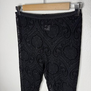 Vintage Sheer Sparkle Paisley Black Tights Gothic Whimsigoth Womens Medium