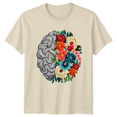 Das Gehirn blüht mit buntem T-Shirt Gehirnkunst psychische Gesundheit Geburtstag Geschenk