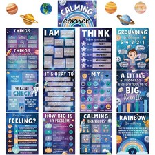 19 PCS Space Calming Corner Classroom Posters Solar System Calm Down Corner E...
