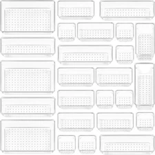 Vtopmart 25 PCS Clear Plastic Drawer Organizers Set, 4-Size Versatile 