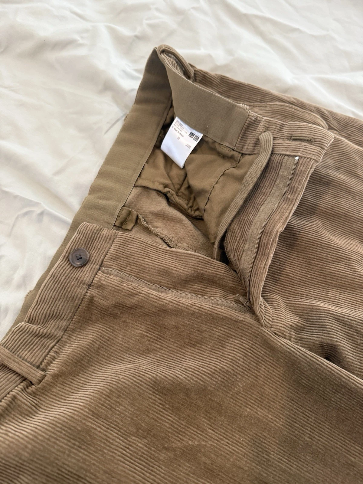 UNIQLO Smart Ankle Pants - 30W/33L - 2W-Stretch Slim Tapered Cut Brown Corduroy