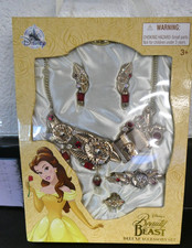 Disney Parks Princess Belle Beauty and the Beast Deluxe Set Necklace Earrings 