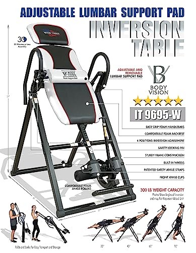 BODY VISION IT 9695-W DELUXE HEAVY DUTY THERAPEUTIC INVERSION TABLE ...
