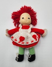 Vintage Strawberry Shortcake Handmade Crochet Doll Pink Hair Vinyl head  hands