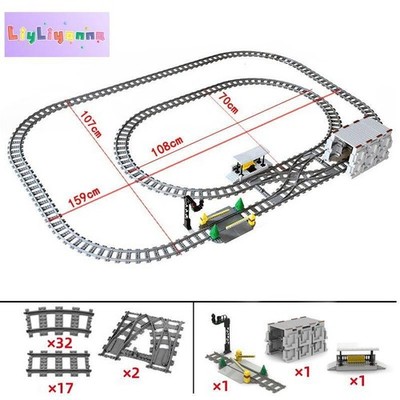 City Rail Flexible Tracks MOC Kit Train Building Blocks Sets DIY - 50+ Sets